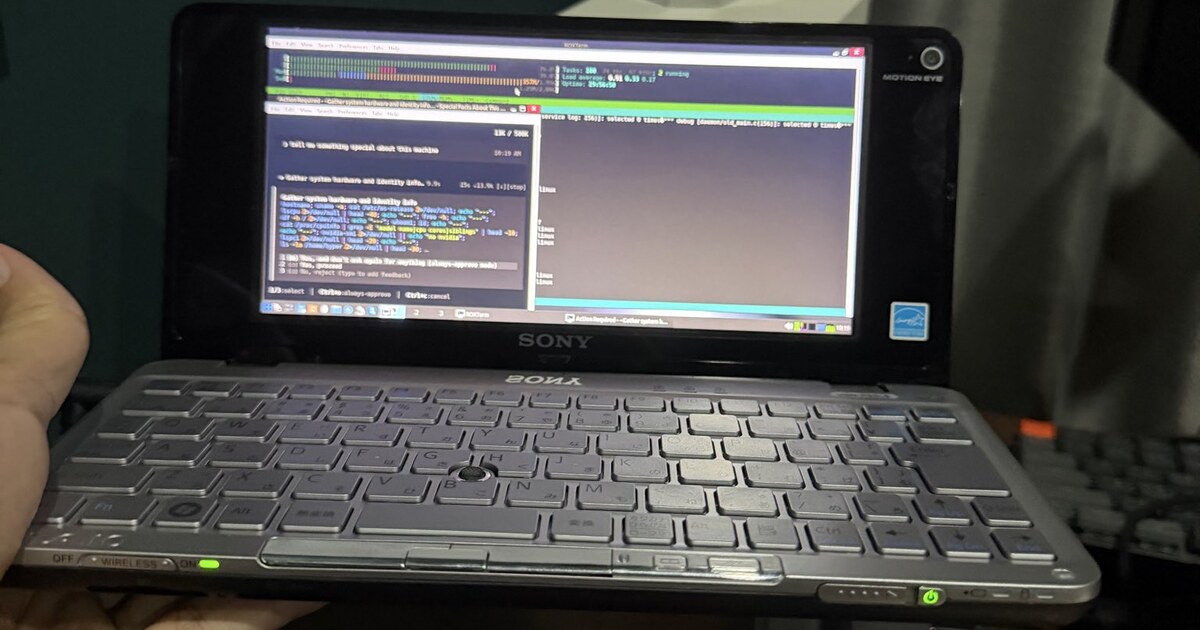 My Sony Vaio P VGN-P92LS on the desk running Grok CLI